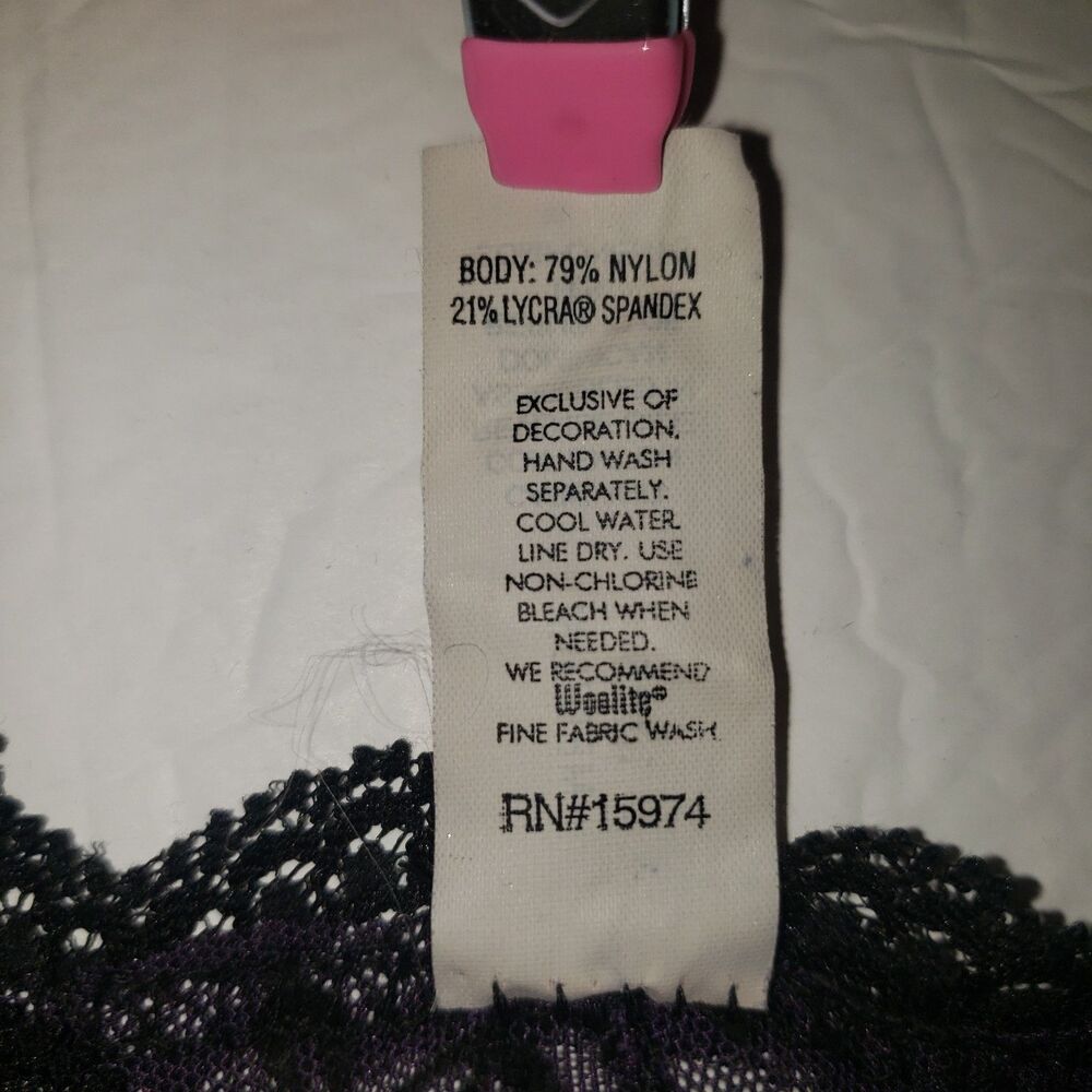 Vintage 90's Purple Black Lace Chemise Nightie Nightgown Slip Womens Size Medium - Picture 4 of 6